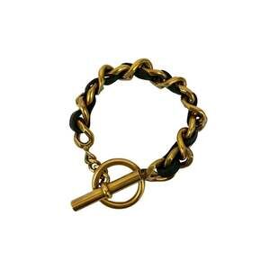 CHANEL Authentic Black Leather Charm Bracelet